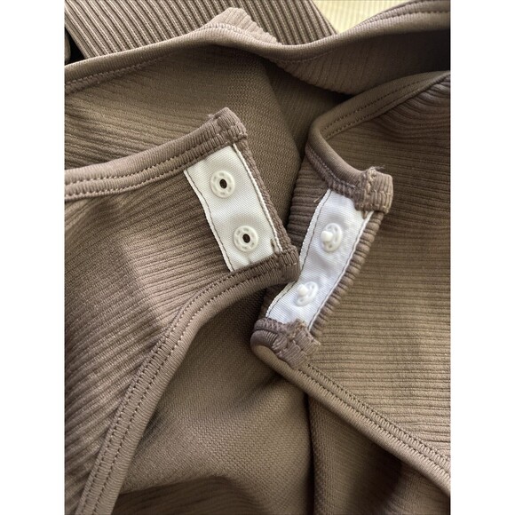 OQQ Two Piece Bodysuits Small Slimming Ribbed One Piece V-Neck Long Sleeve NEW - Picture 7 of 7